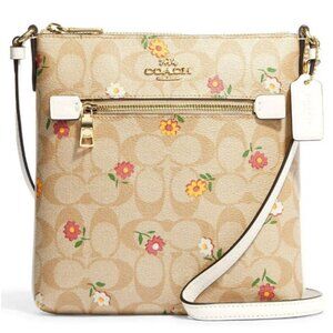 Coach Mini Rowan File Bag In Signature Canvas With Nostalgic Ditsy Print